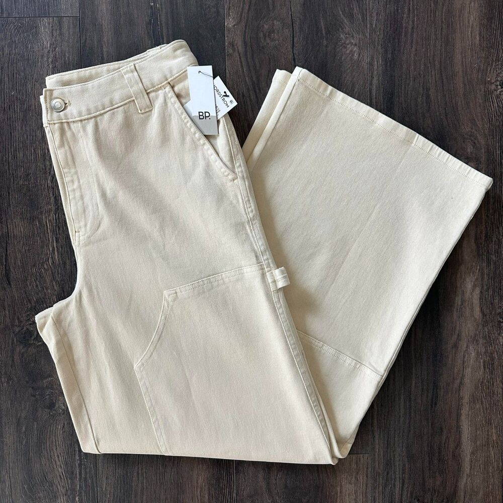 NWT BP Beige Carpenter Pants Cargo Double Knee Cream Wide Leg Women's Size 10 - Picture 9 of 9